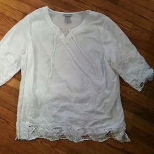 CATHERINES SZ 1X 3/4 SLEEVE WHITE BLOUSE